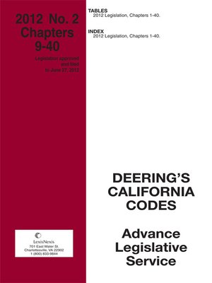 cover image of California Deering's Advance Legislative Service